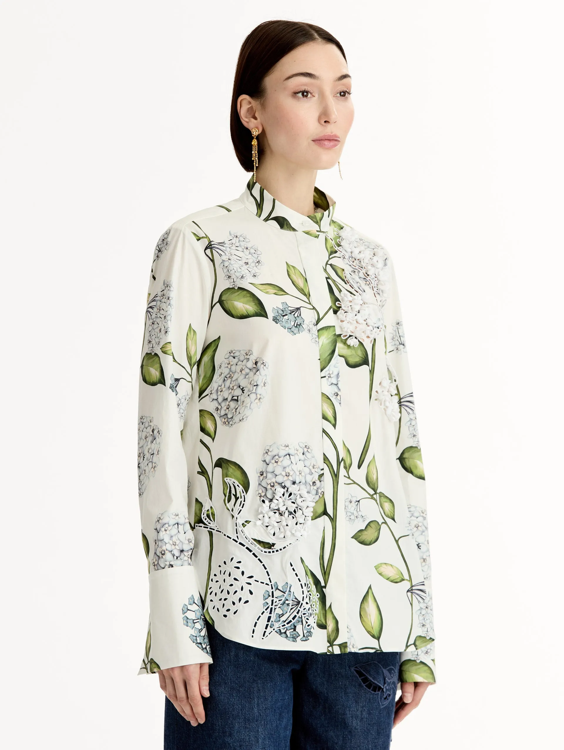 Porcelain Flower Cotton Poplin Blouse sold by Oscar de la Renta product image thumbnail 5