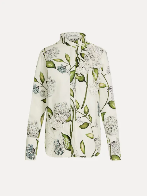 Porcelain Flower Cotton Poplin Blouse made by Oscar de la Renta