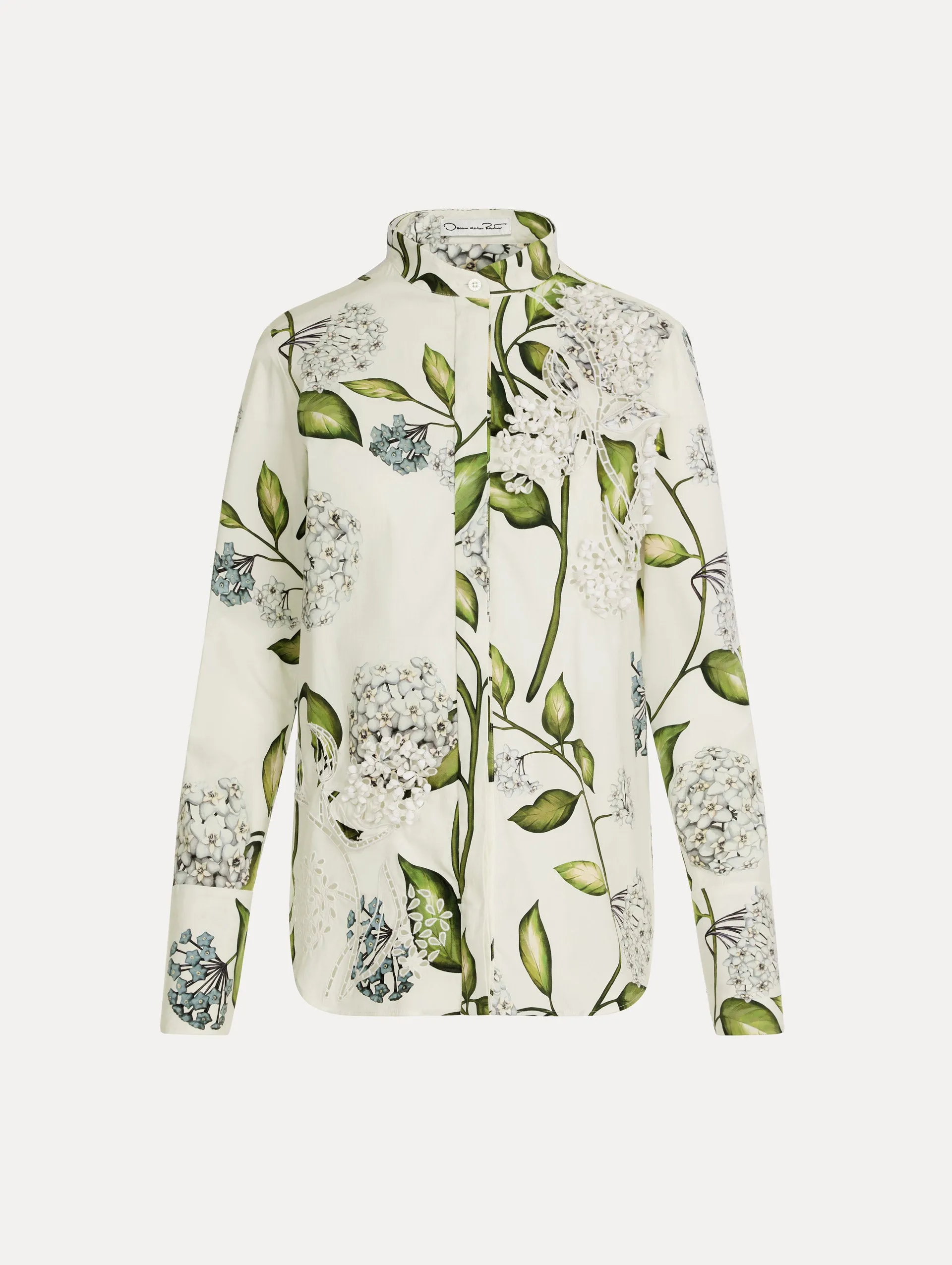 Porcelain Flower Cotton Poplin Blouse sold by Oscar de la Renta