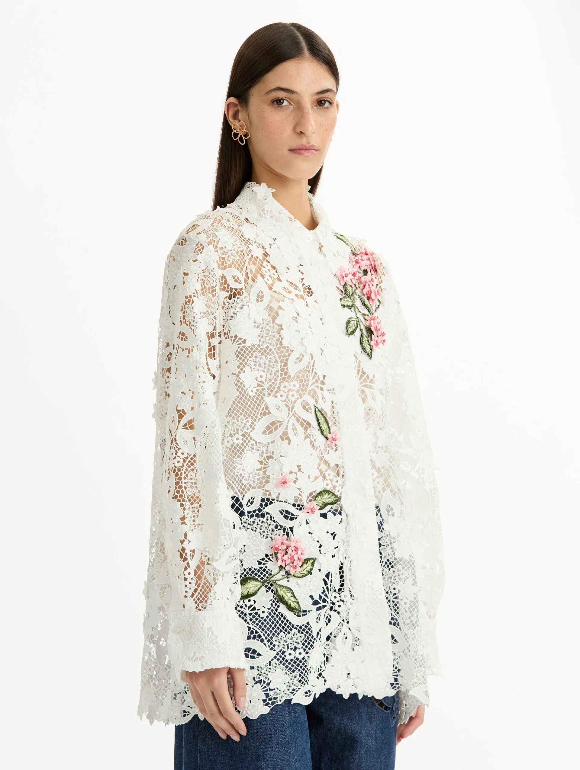 Porcelain Flower Guipure Blouse sold by Oscar de la Renta product image thumbnail 5