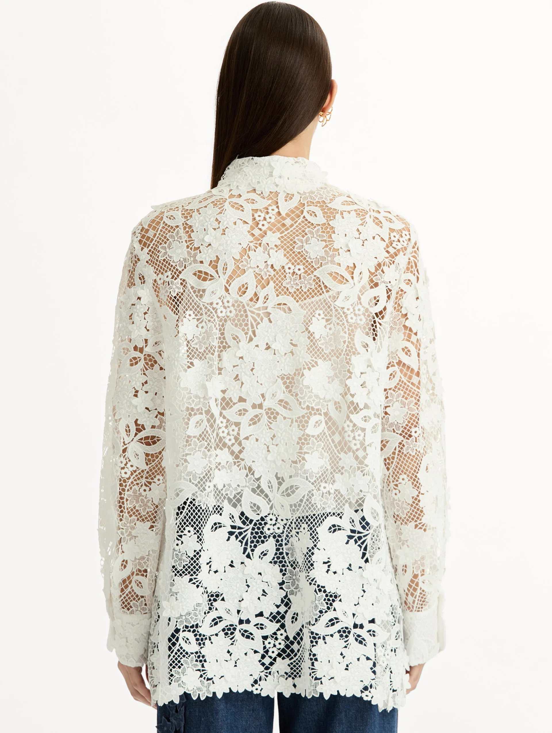 Porcelain Flower Guipure Blouse sold by Oscar de la Renta product image thumbnail 4