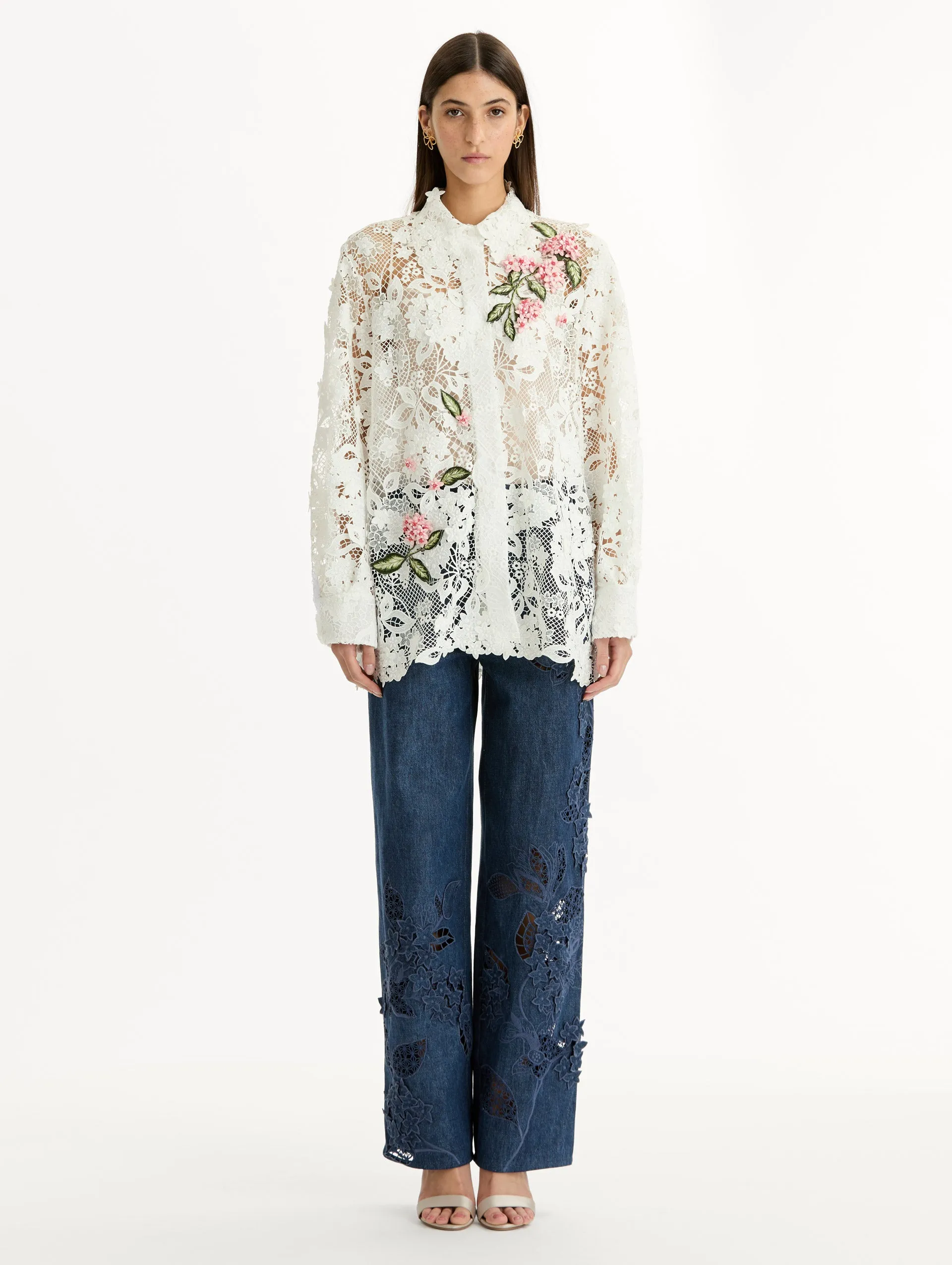Porcelain Flower Guipure Blouse sold by Oscar de la Renta product image thumbnail 3