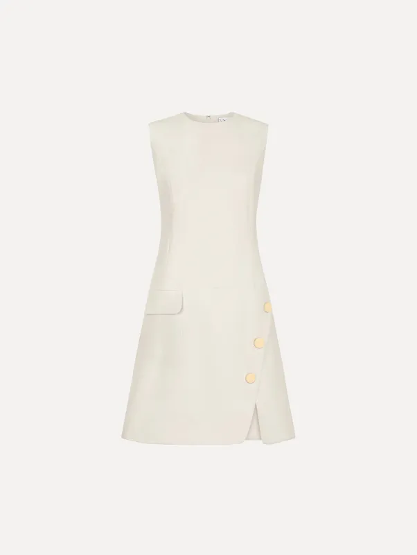 Button-Detailed Wool-Blend Dress made by Oscar de la Renta