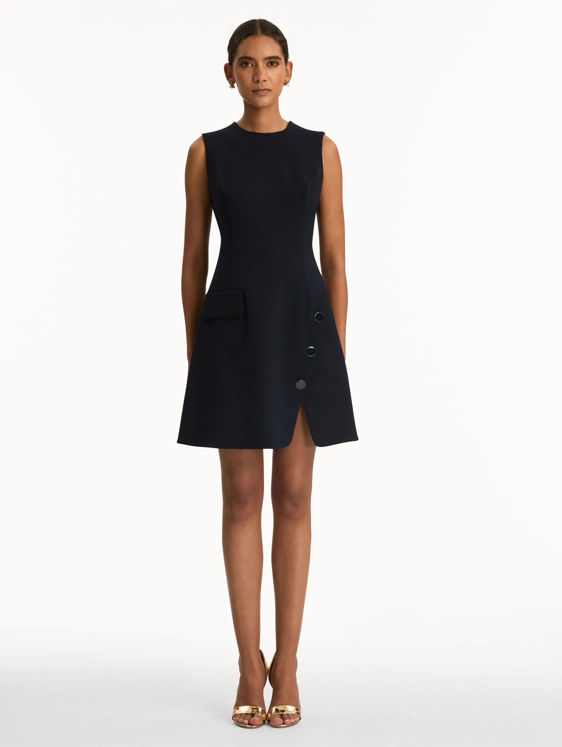 Button-Detailed Wool-Blend Dress sold by Oscar de la Renta product image thumbnail 2