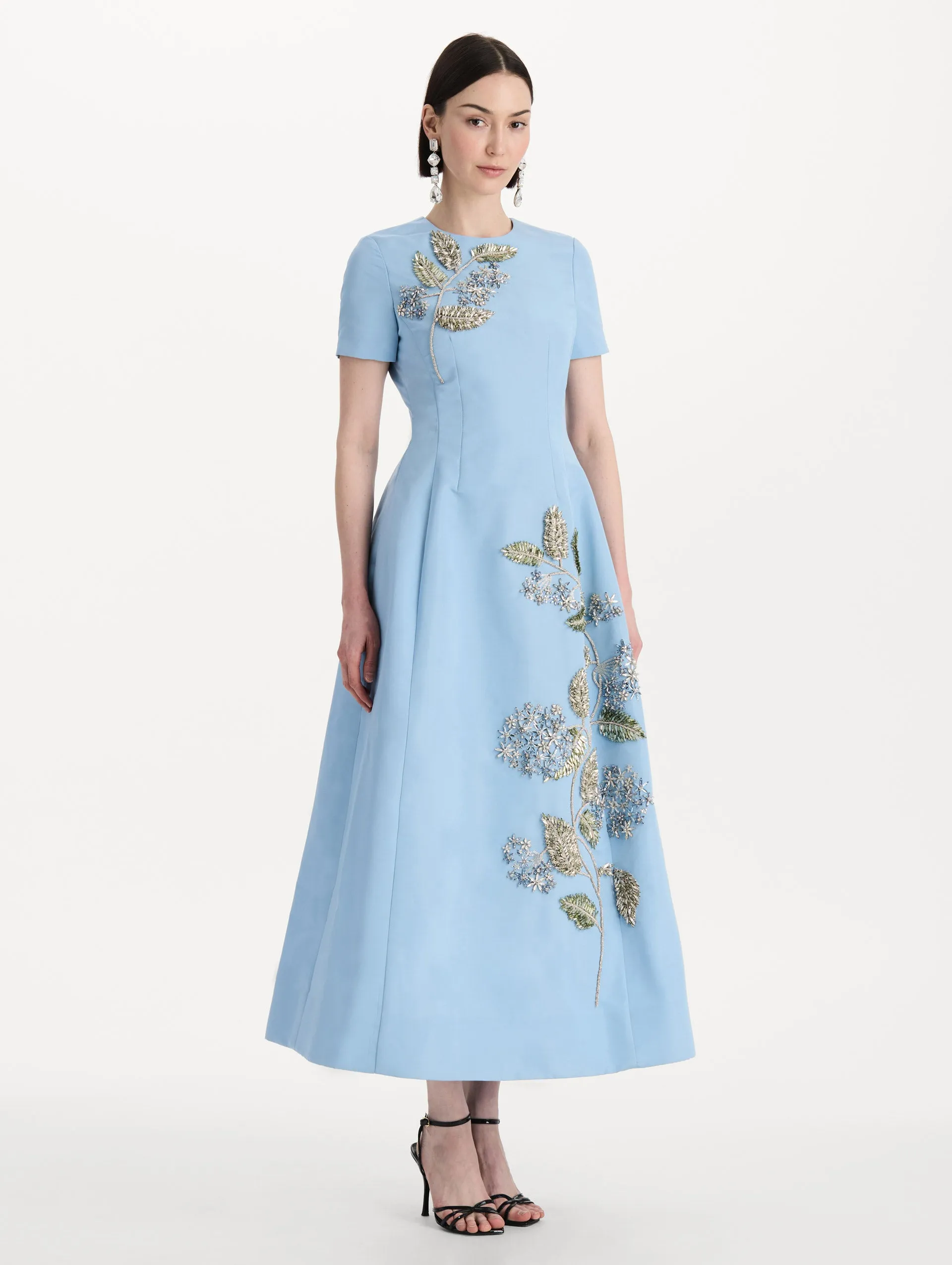 Crystal Flower Embroidered Faille Dress sold by Oscar de la Renta product image thumbnail 4
