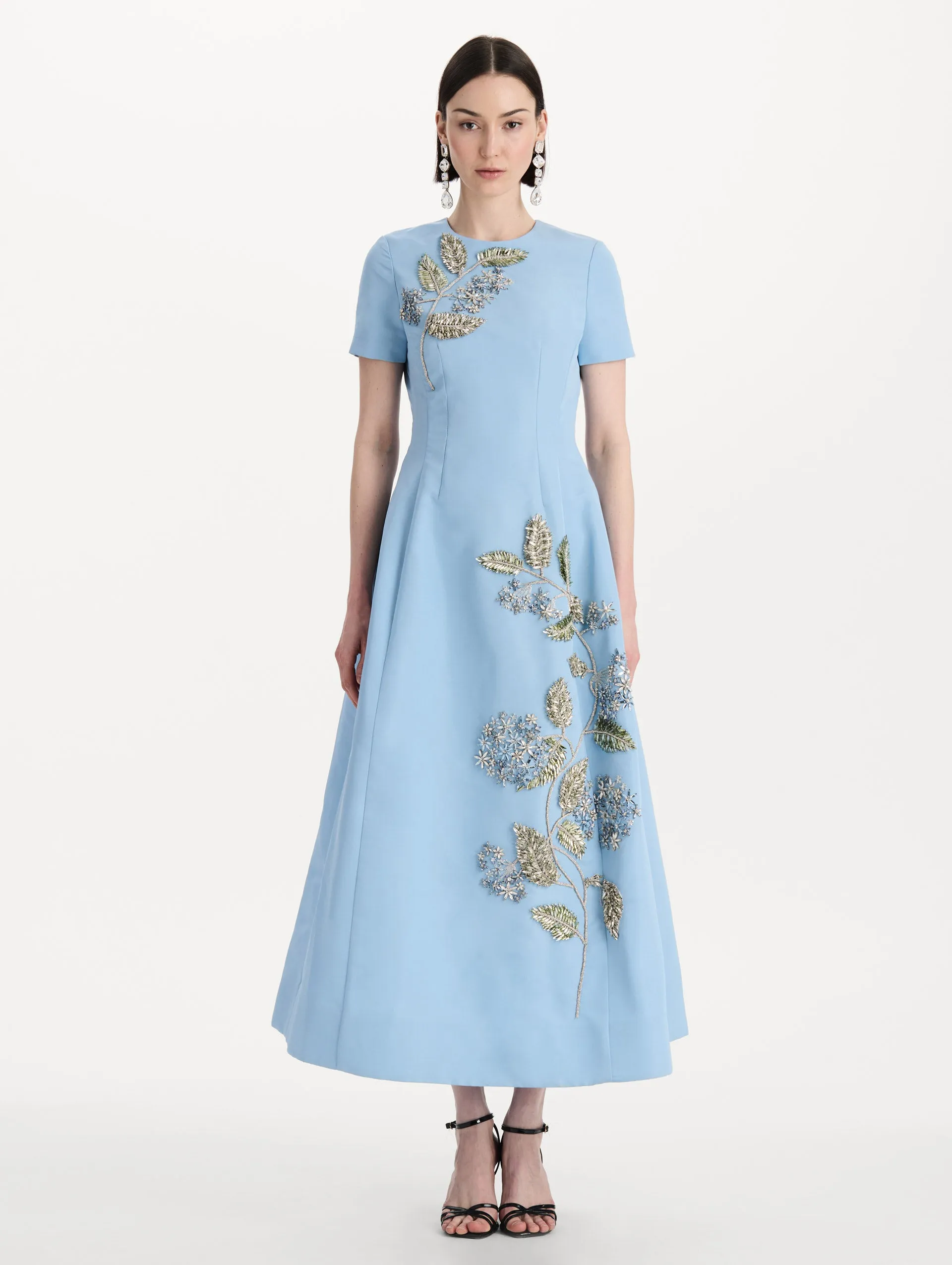 Crystal Flower Embroidered Faille Dress sold by Oscar de la Renta product image thumbnail 2