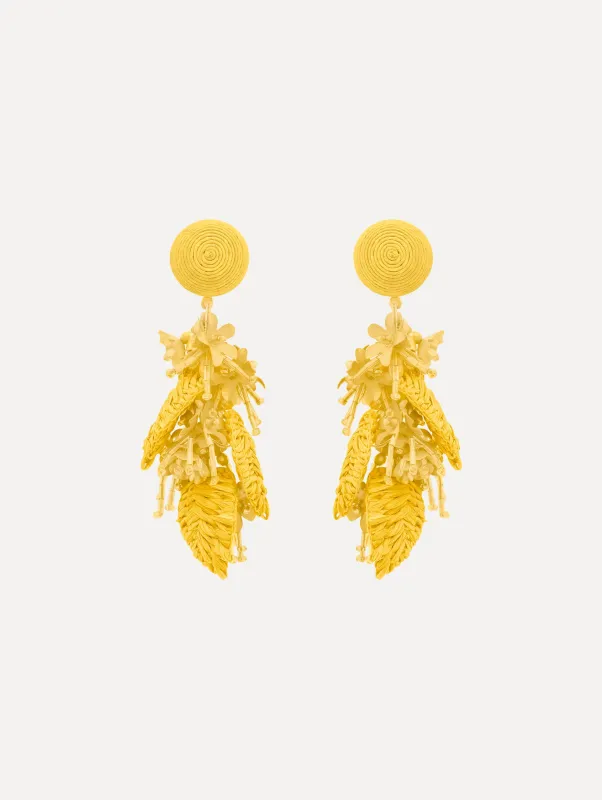 Raffia Tassel Bouquet Clip-On Earrings made by Oscar de la Renta