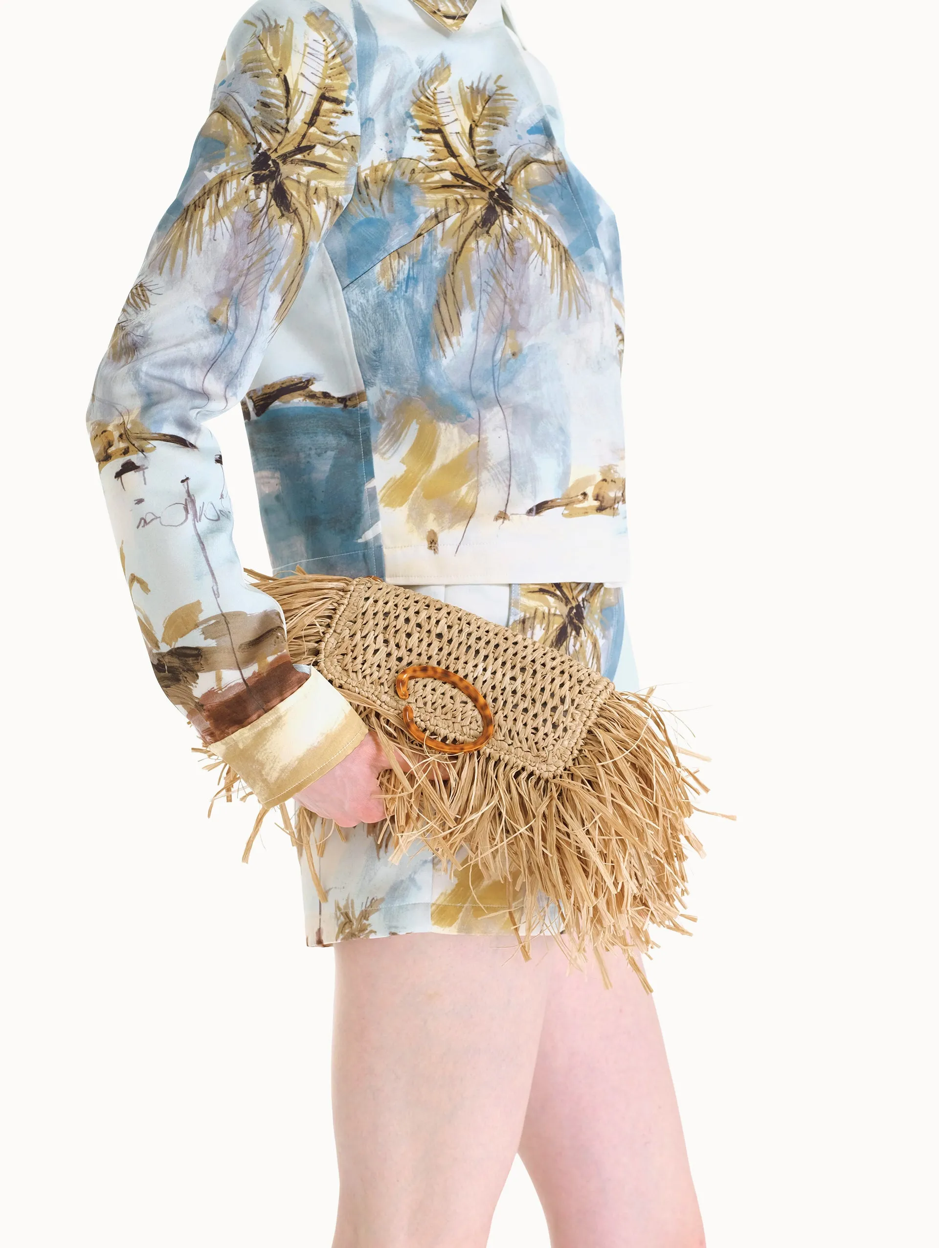 Raffia Fringe O Pochette sold by Oscar de la Renta
