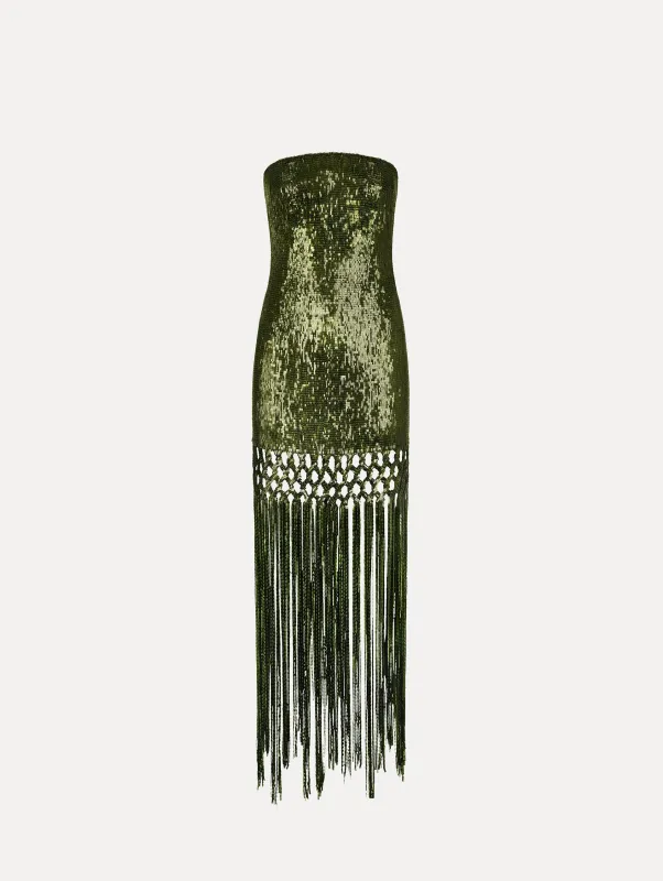 Sequin Fringe Gown made by Oscar de la Renta