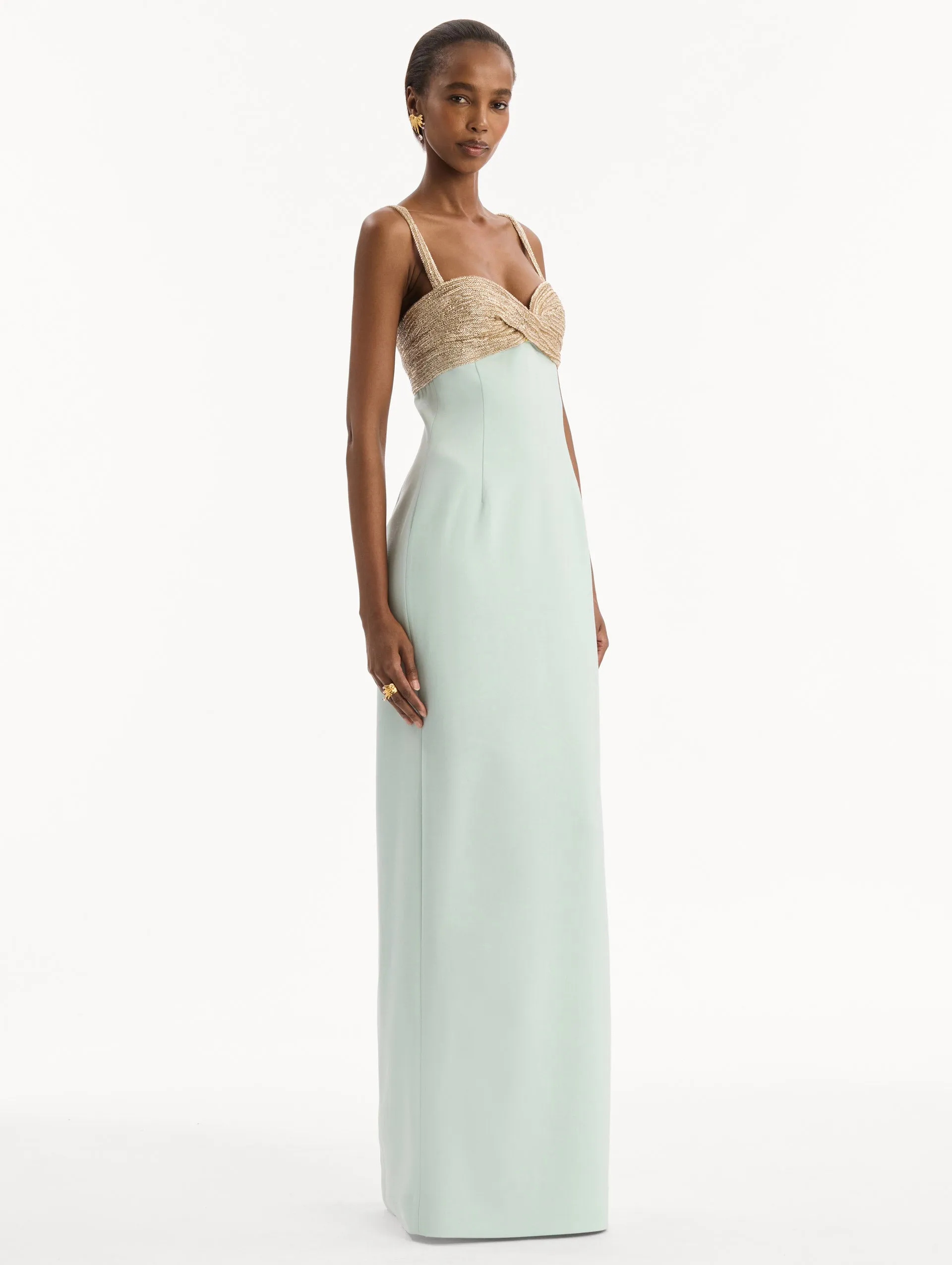 Twist-Detail Metallic Column Gown sold by Oscar de la Renta product image thumbnail 4