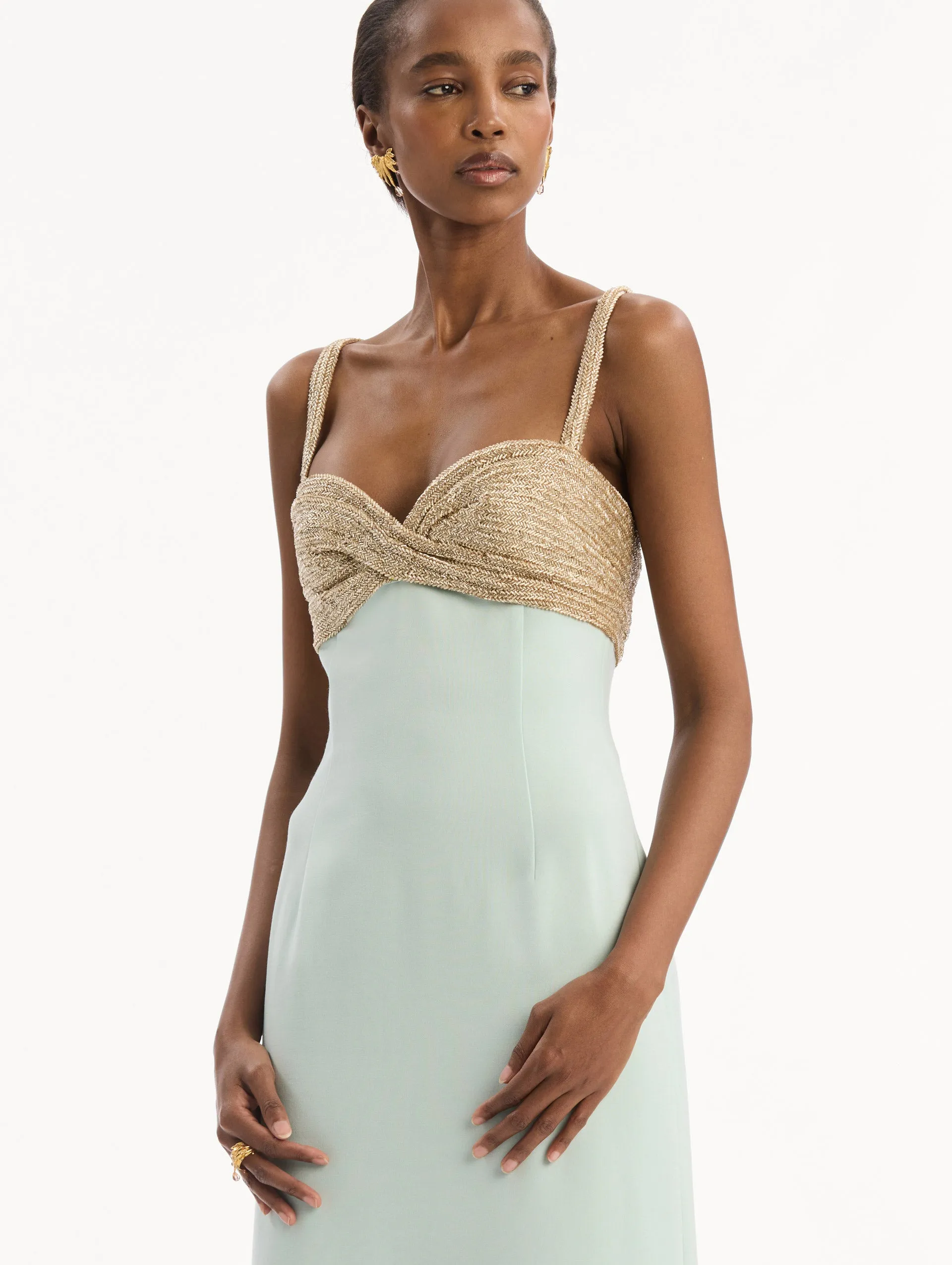 Twist-Detail Metallic Column Gown sold by Oscar de la Renta product image thumbnail 5