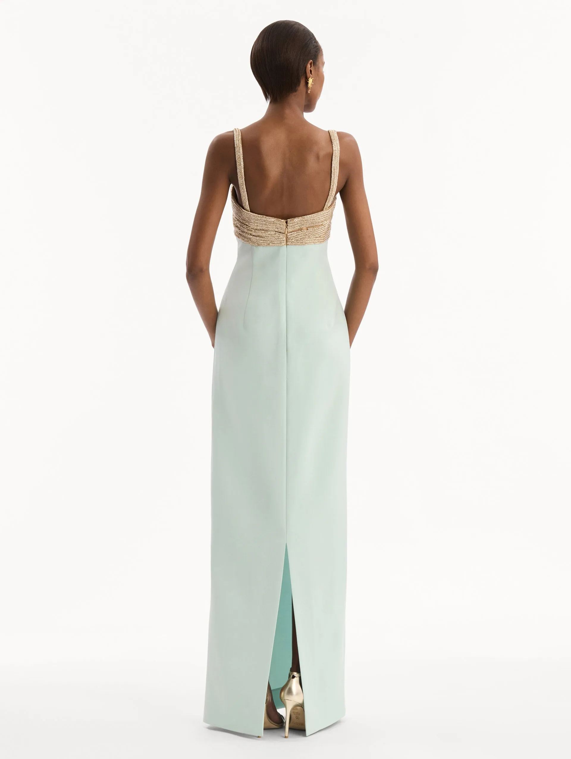 Twist-Detail Metallic Column Gown sold by Oscar de la Renta product image thumbnail 3