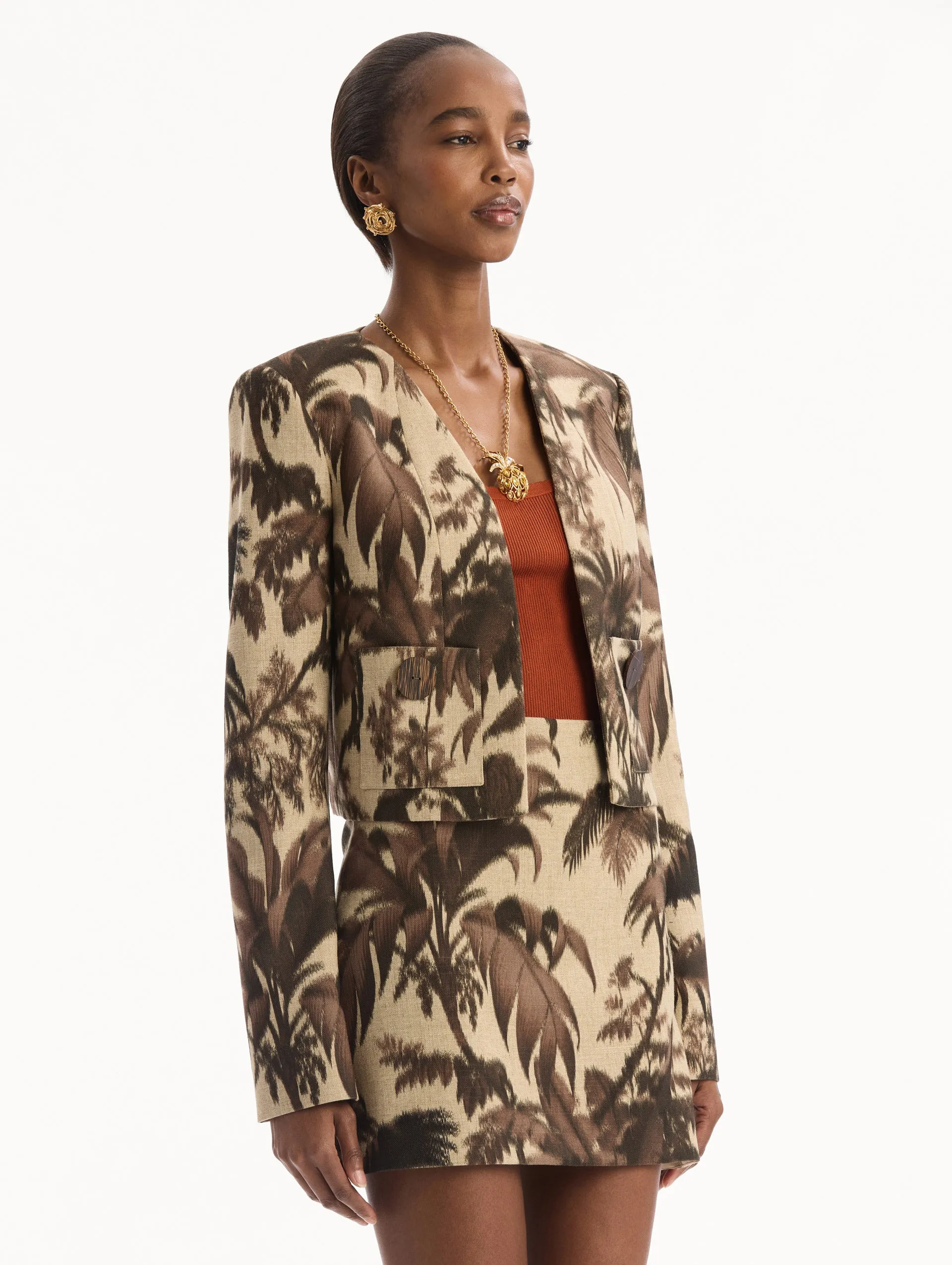 Chiné Palm Leaves Jacket sold by Oscar de la Renta product image thumbnail 4