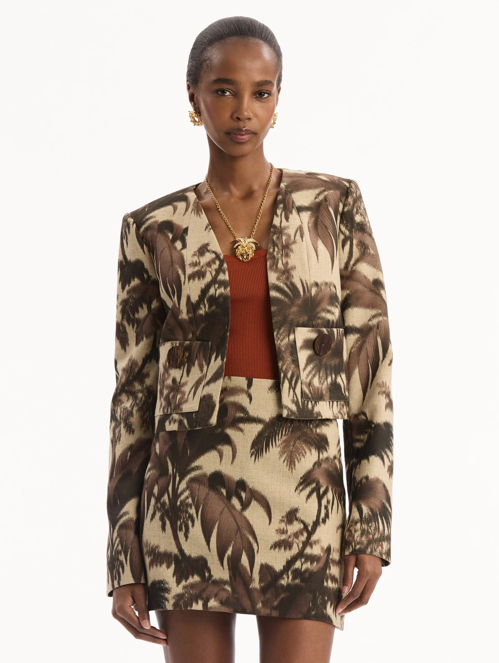Chiné Palm Leaves Jacket sold by Oscar de la Renta product image thumbnail 2