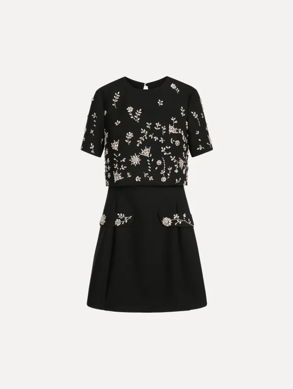 Crystal Floral Embroidered Cocktail Dress made by Oscar de la Renta