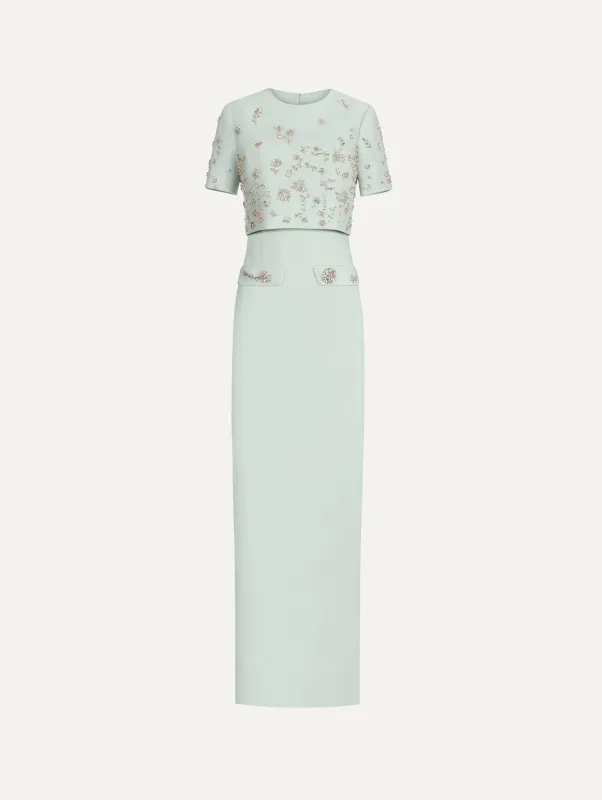 Crystal Floral Embroidered Gown made by Oscar de la Renta