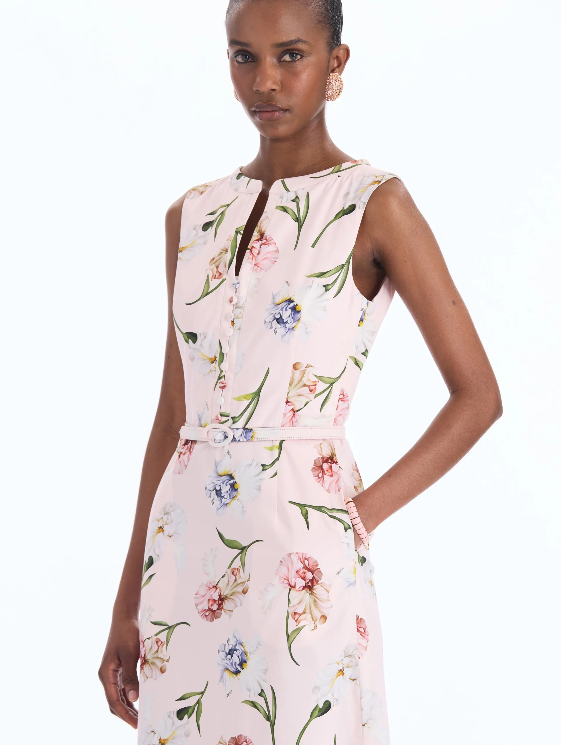 Painted Iris Cotton Poplin Split-Neck Dress sold by Oscar de la Renta product image thumbnail 4
