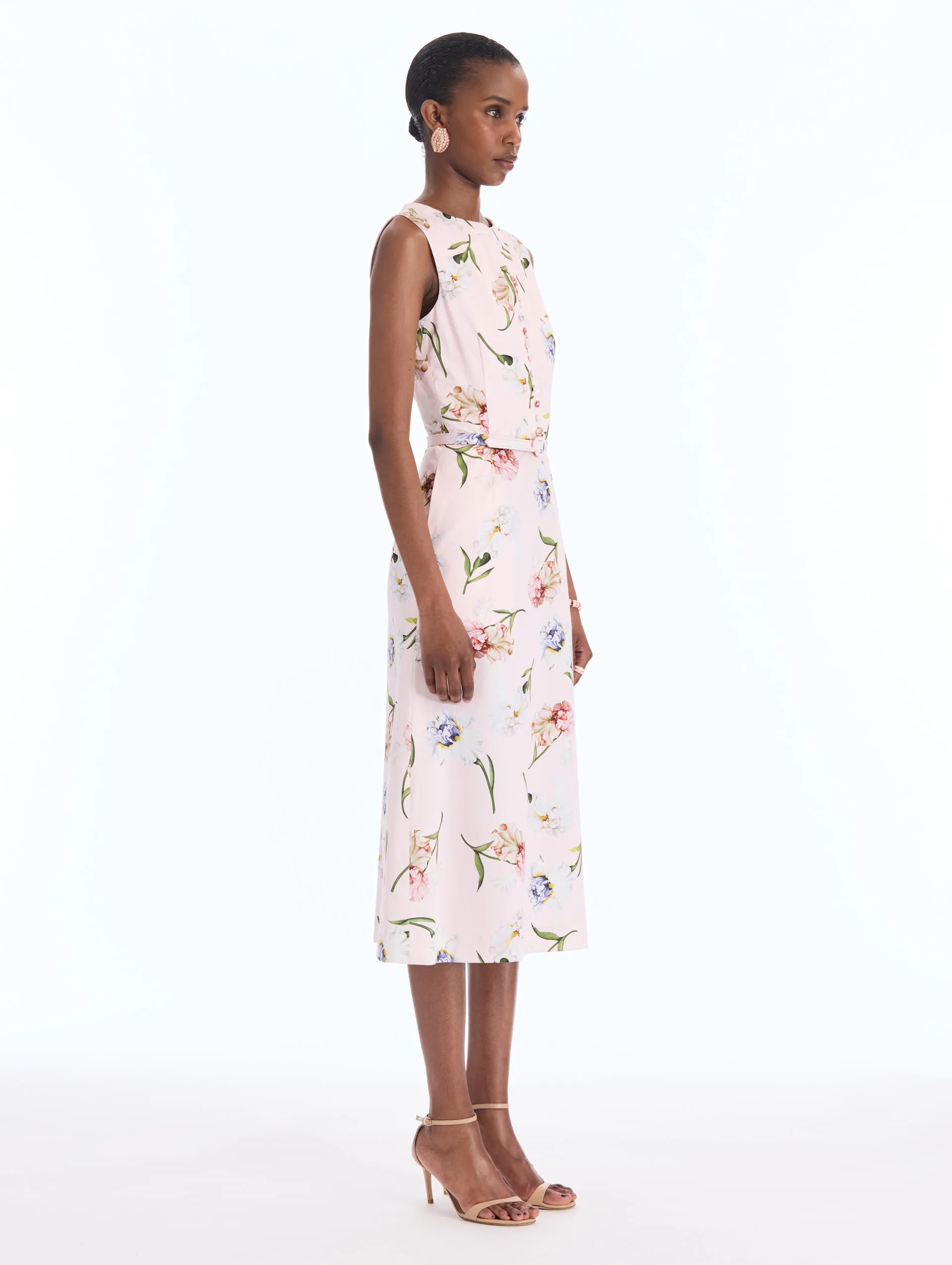 Painted Iris Cotton Poplin Split-Neck Dress sold by Oscar de la Renta product image thumbnail 3