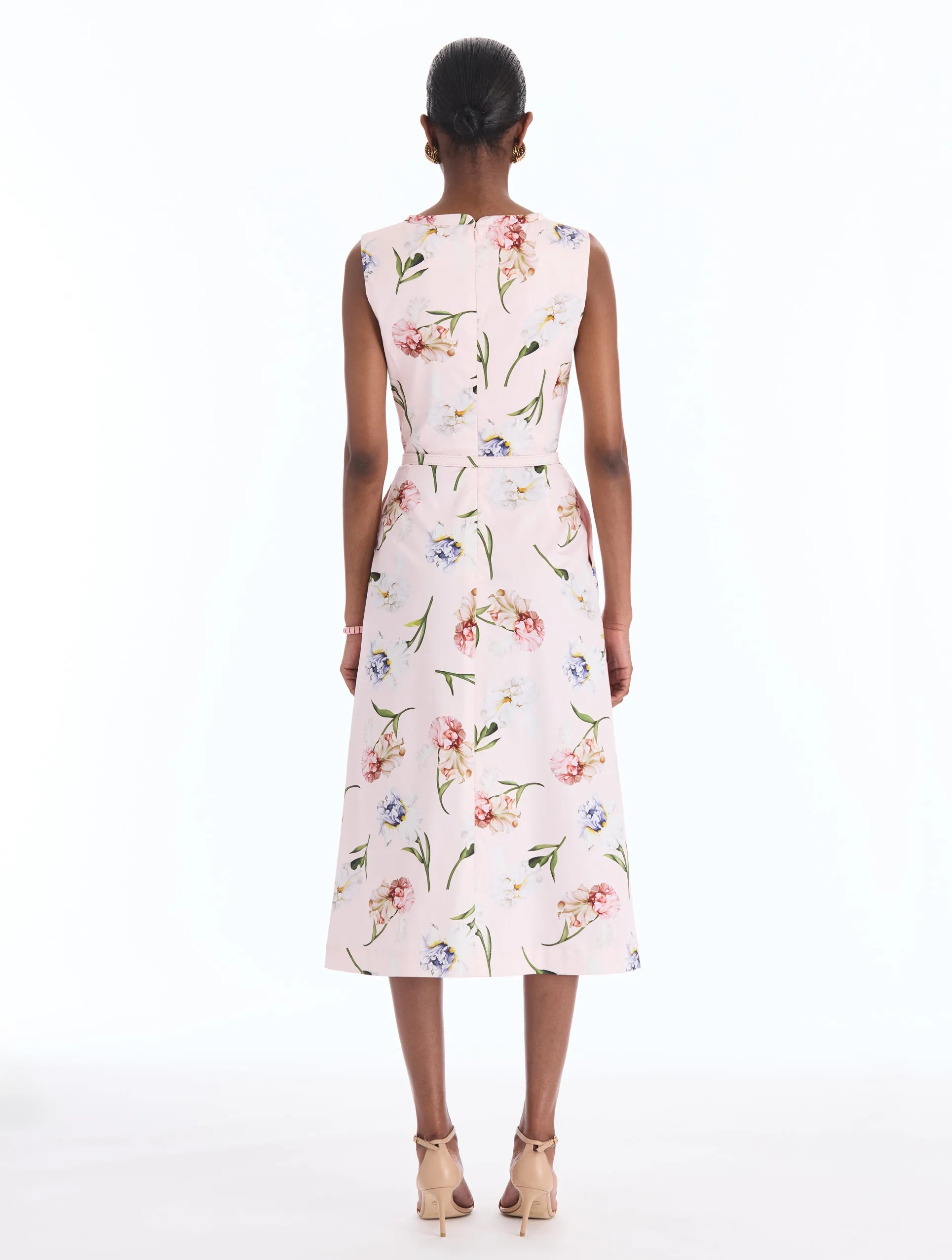 Painted Iris Cotton Poplin Split-Neck Dress sold by Oscar de la Renta product image thumbnail 2