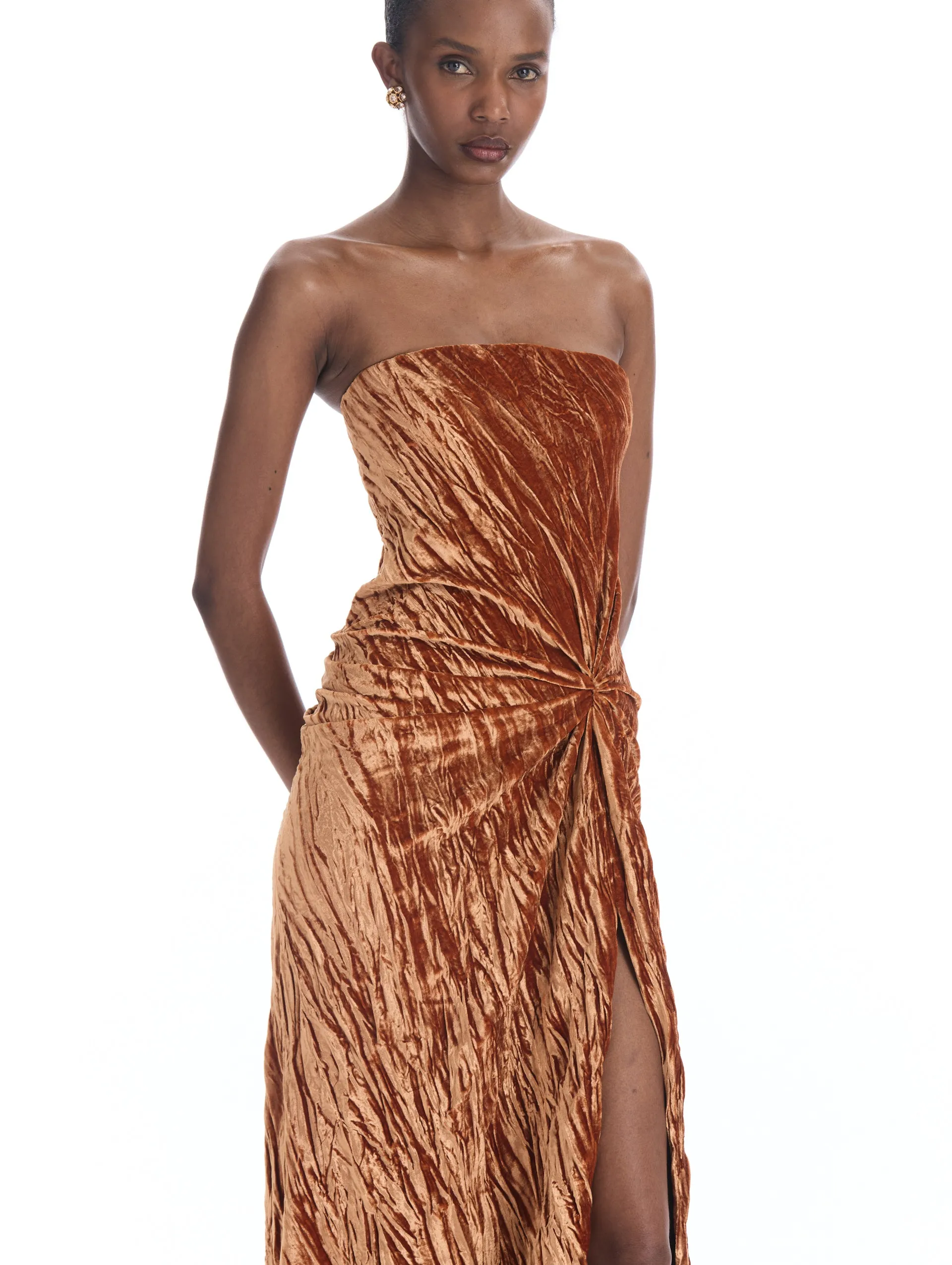 Crinkled Velvet Drape-Detailed Gown sold by Oscar de la Renta product image thumbnail 4