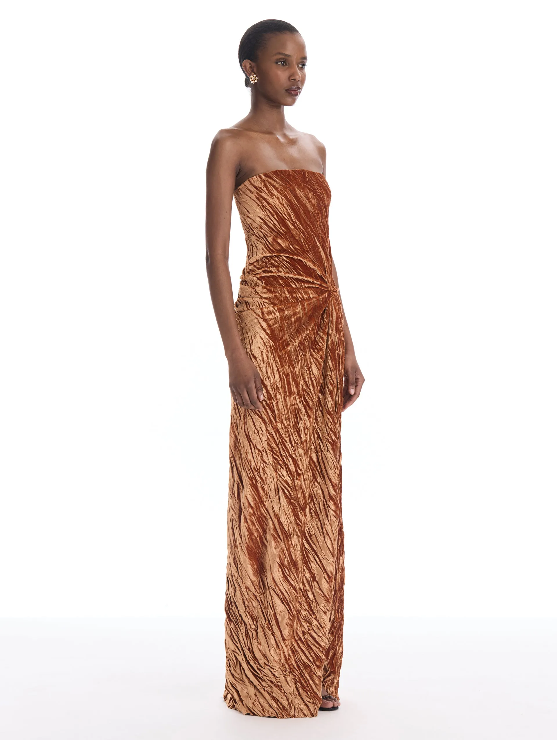 Crinkled Velvet Drape-Detailed Gown sold by Oscar de la Renta product image thumbnail 3