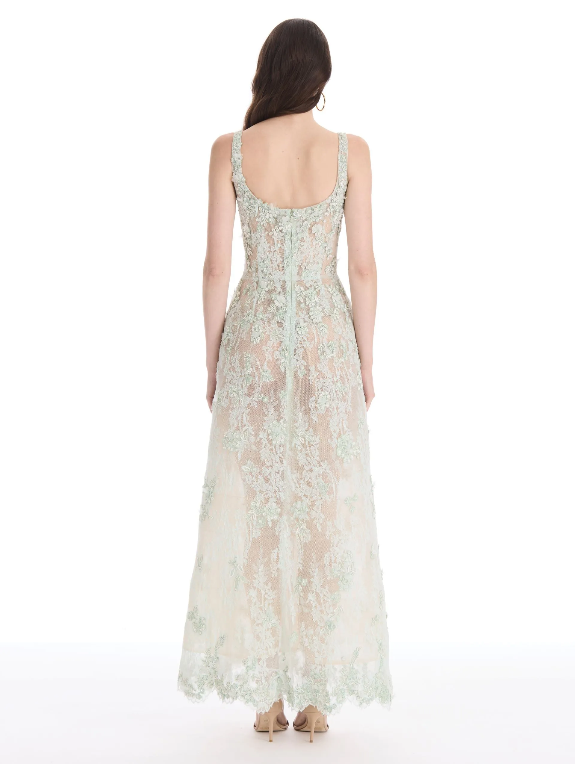 Floral Embroidered Chantilly Lace Gown sold by Oscar de la Renta product image thumbnail 2