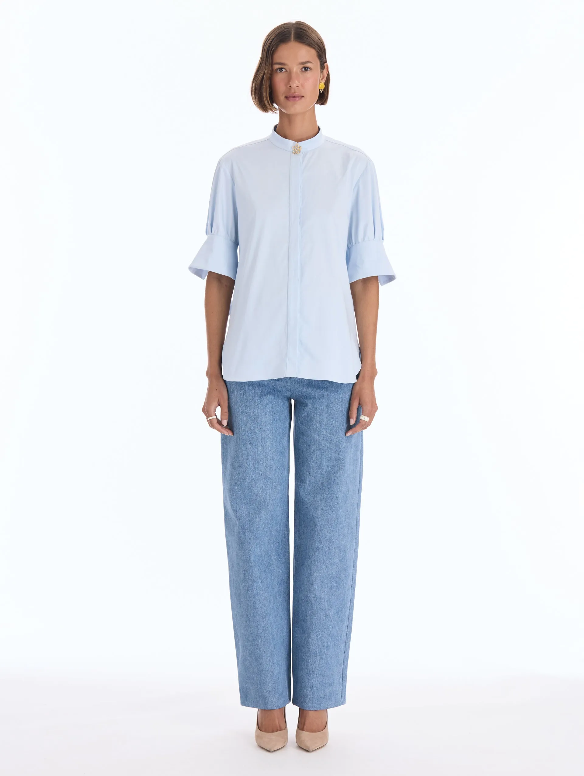 Floral Detailed Cotton Poplin Blouse sold by Oscar de la Renta product image thumbnail 2