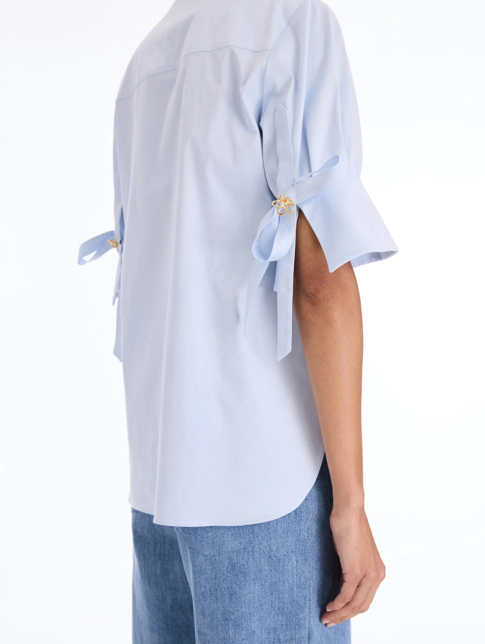 Floral Detailed Cotton Poplin Blouse sold by Oscar de la Renta product image thumbnail 5