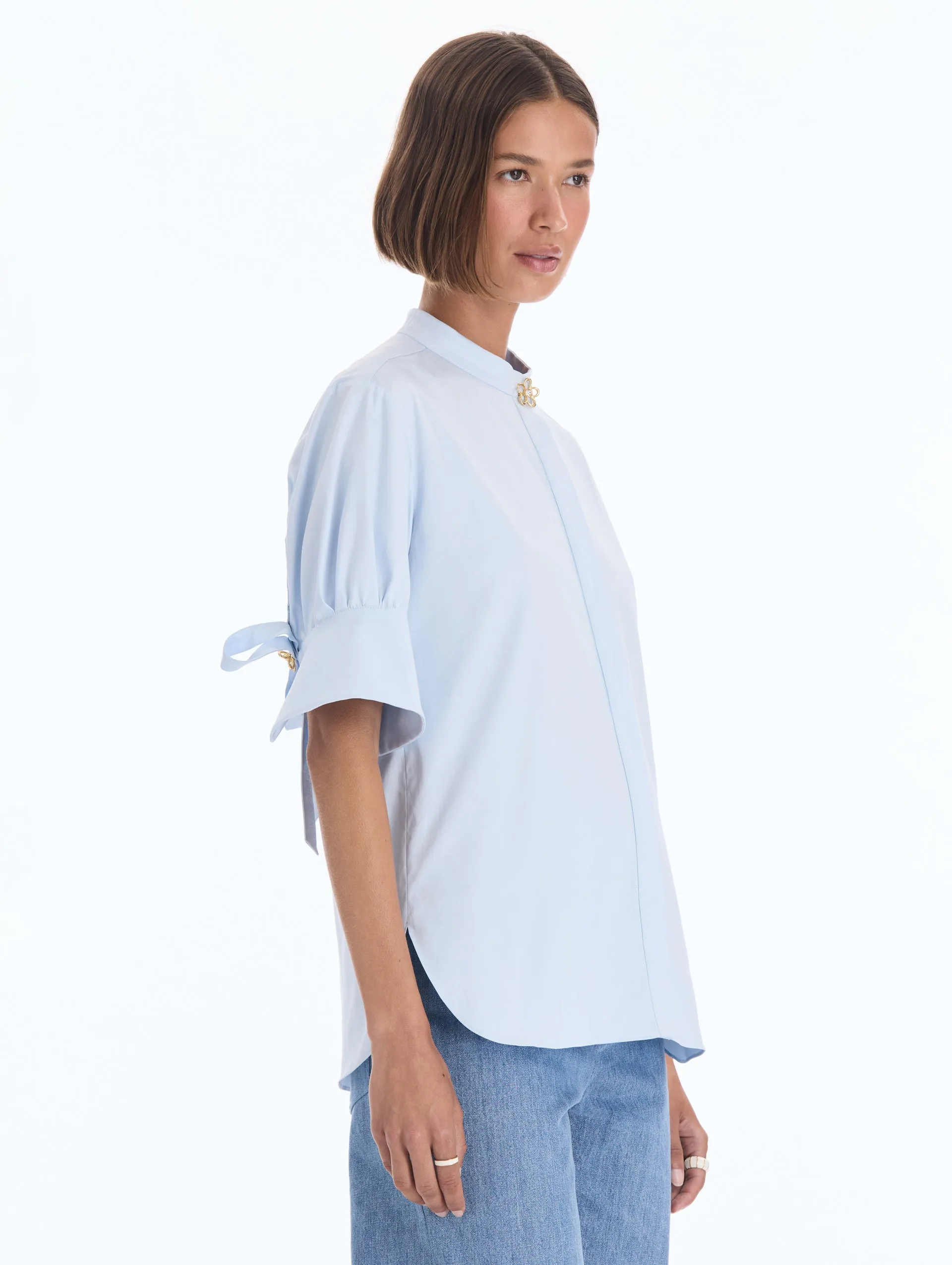 Floral Detailed Cotton Poplin Blouse sold by Oscar de la Renta product image thumbnail 4