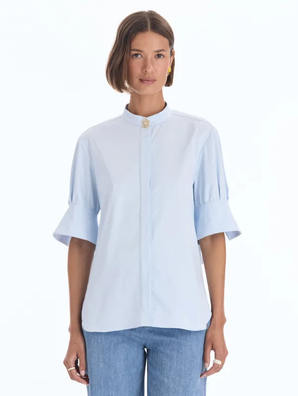Floral Detailed Cotton Poplin Blouse made by Oscar de la Renta