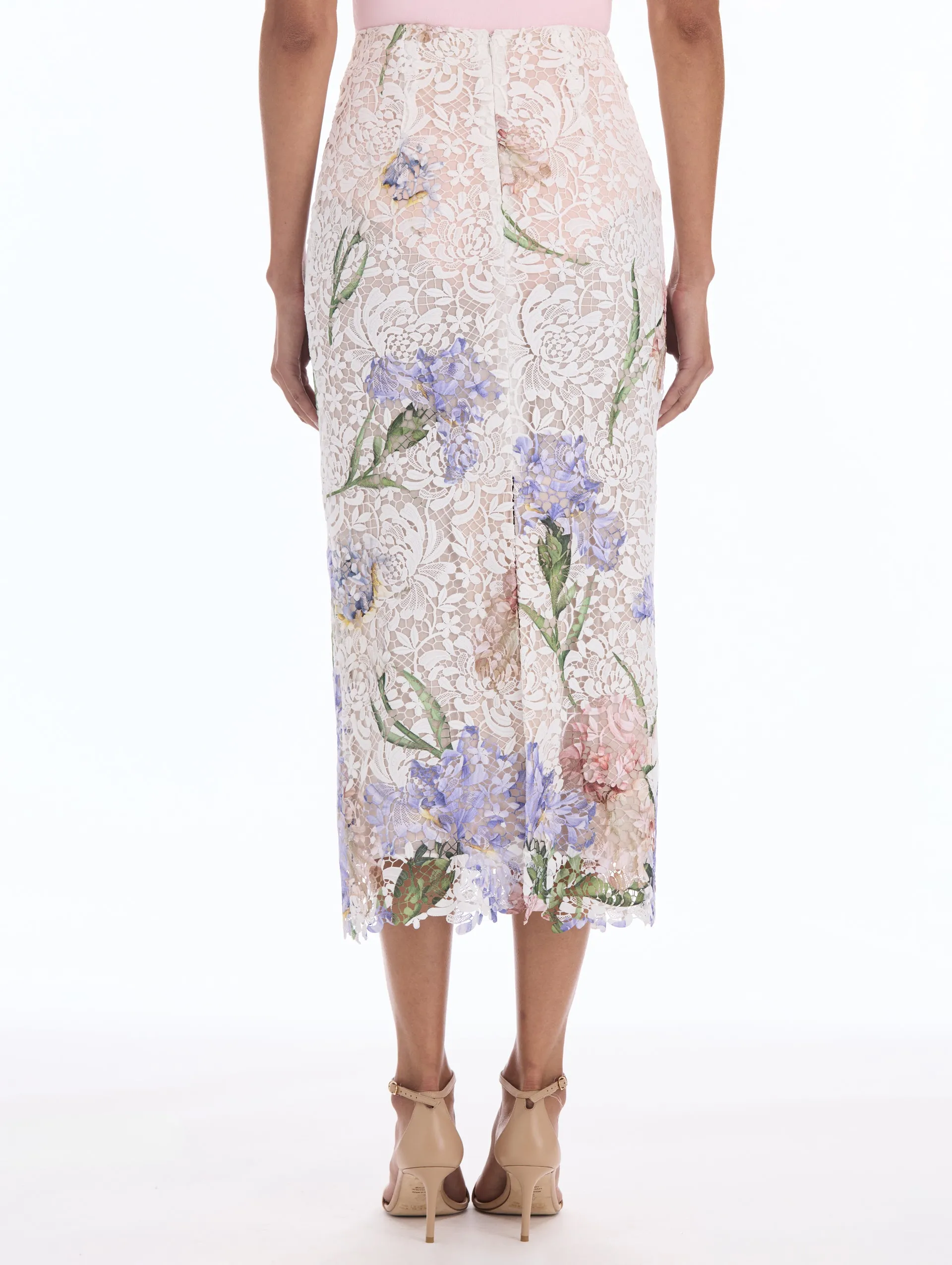 Degradé Painted Iris Guipure Pencil Skirt sold by Oscar de la Renta product image thumbnail 3