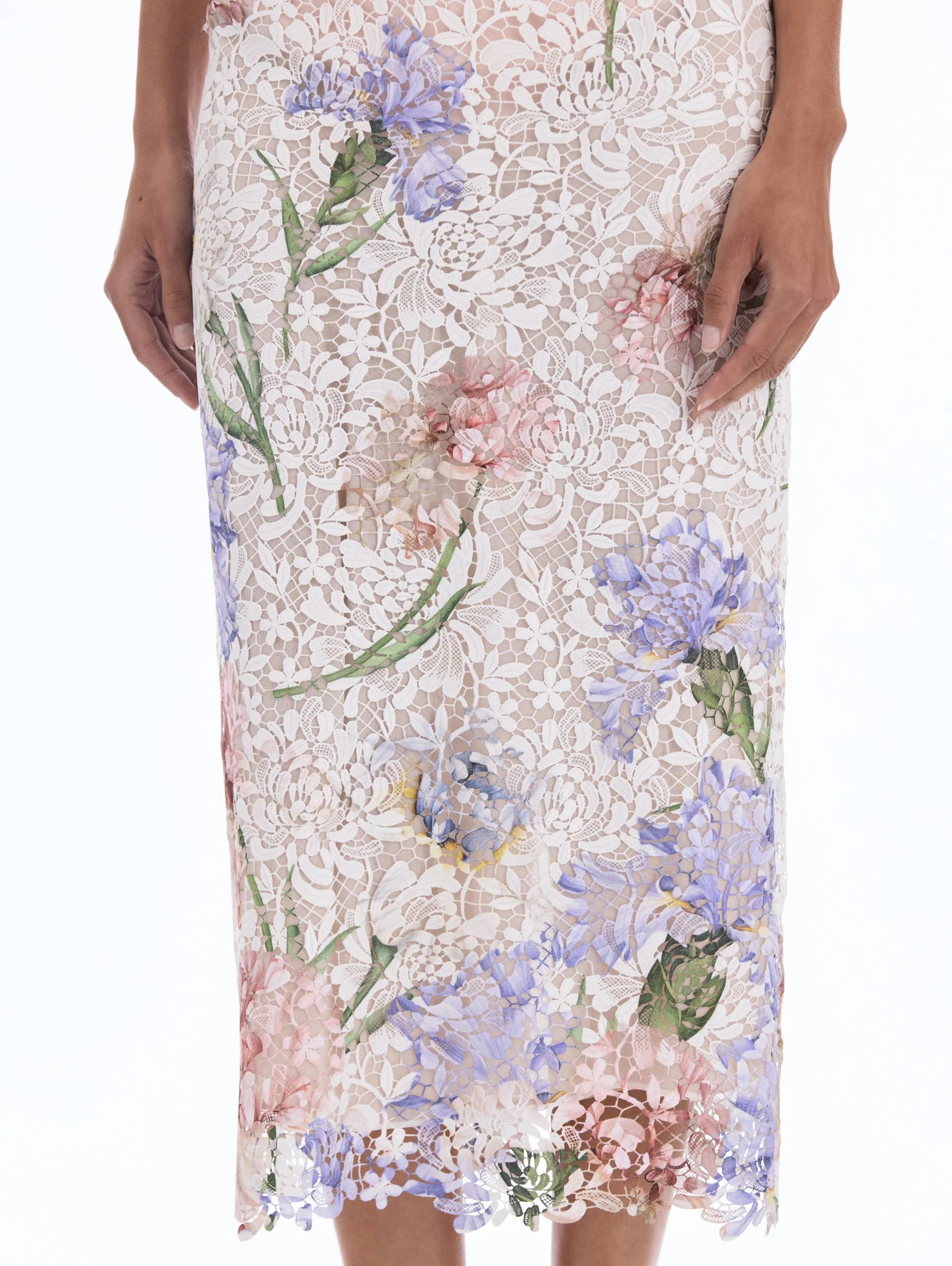 Degradé Painted Iris Guipure Pencil Skirt sold by Oscar de la Renta product image thumbnail 5