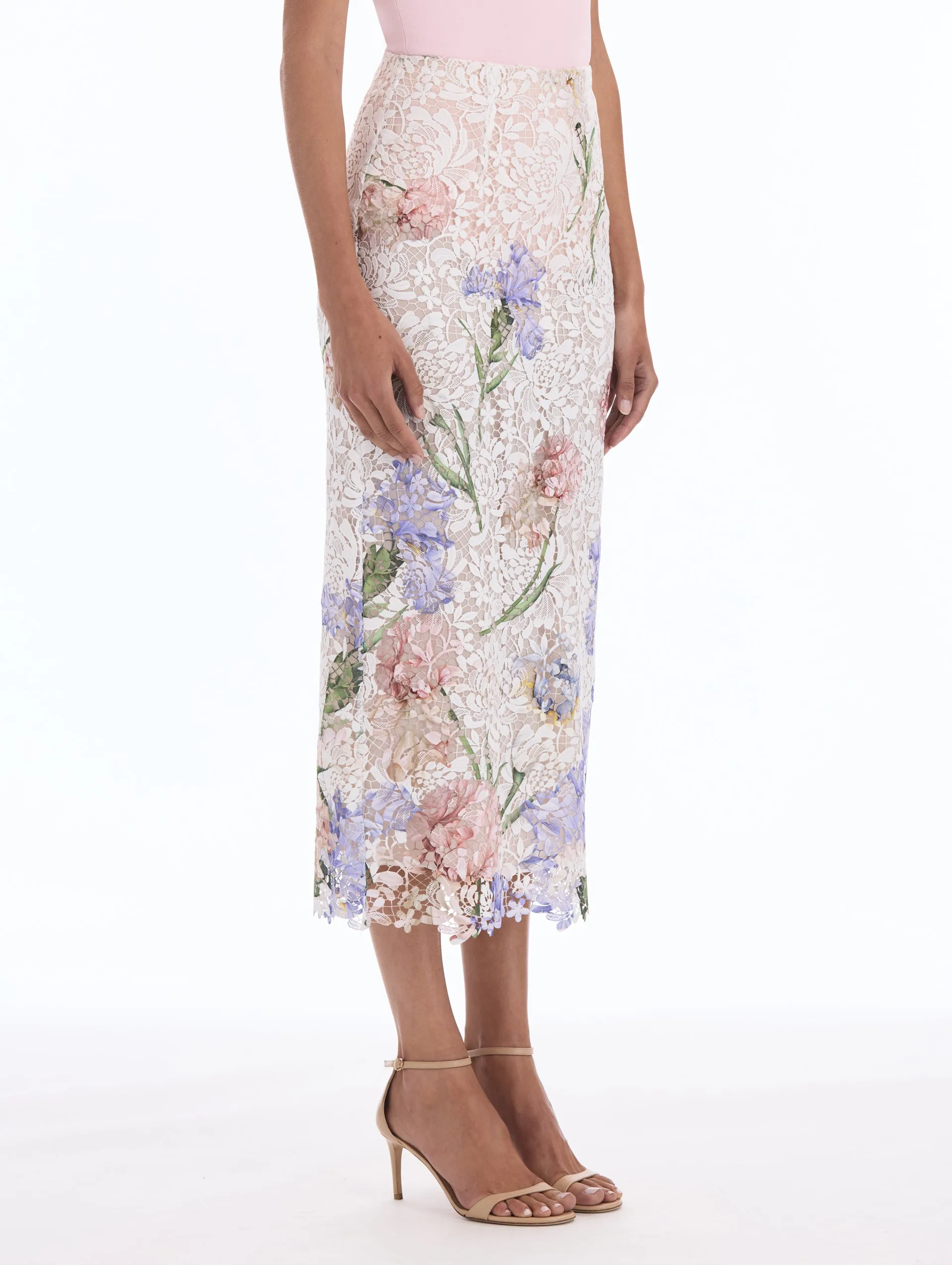 Degradé Painted Iris Guipure Pencil Skirt sold by Oscar de la Renta product image thumbnail 4