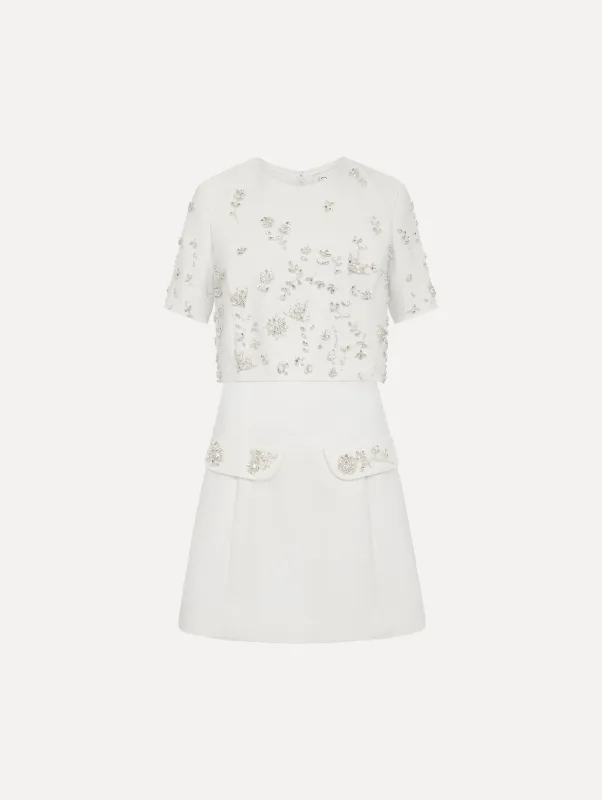 Crystal Floral Embroidered Cocktail Dress made by Oscar de la Renta