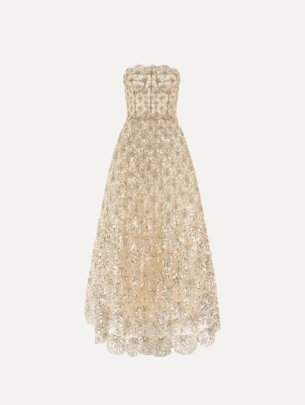 Crystal & Glass Embroidered Gown made by Oscar de la Renta