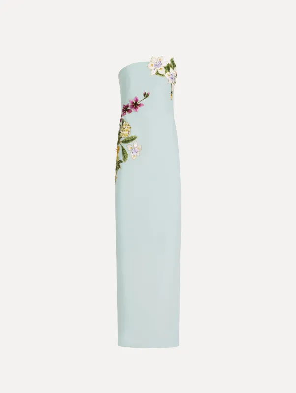 Dominican Mixed-Floral Embroidered Gown made by Oscar de la Renta