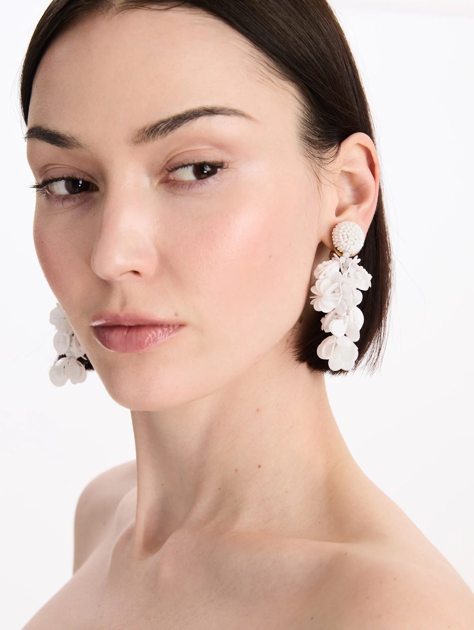Beaded Floral Bouquet Clip-On Earrings sold by Oscar de la Renta product image thumbnail 2