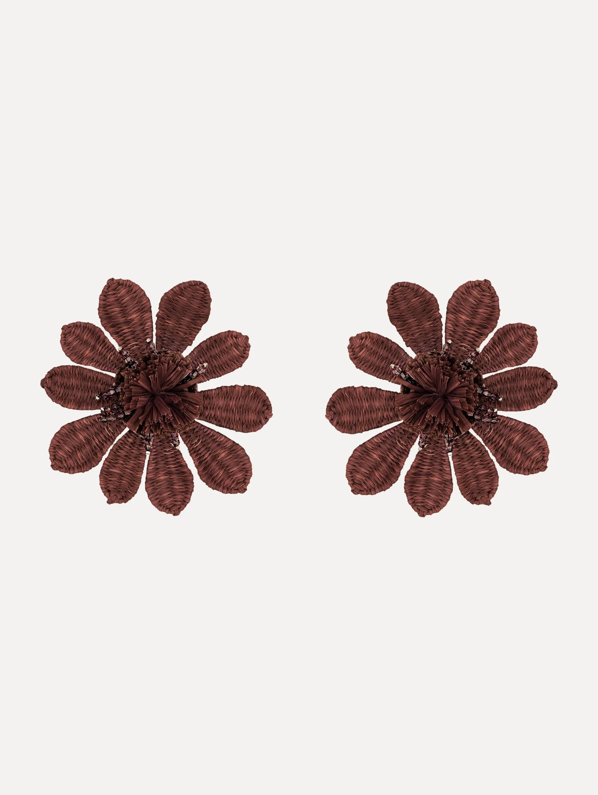 Woven Raffia Flower Clip-On Earrings sold by Oscar de la Renta