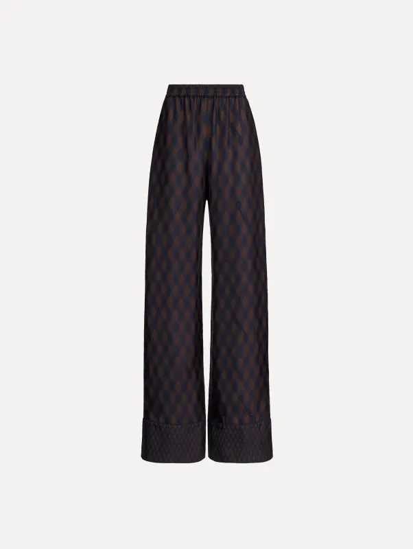 Argyle Silk Twill Wide Leg Pant made by Oscar de la Renta