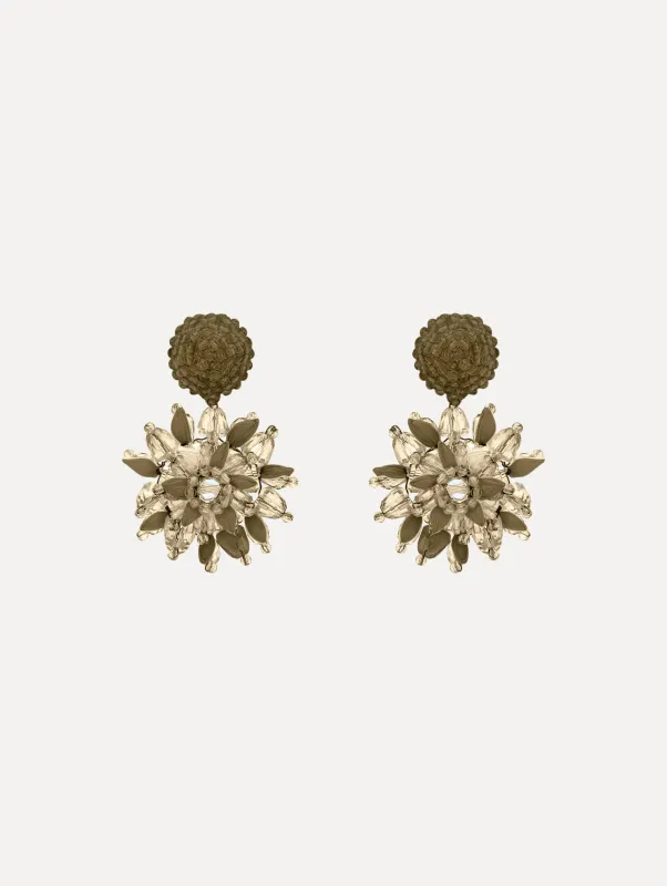 Raffia & Beaded Flower Earrings made by Oscar de la Renta