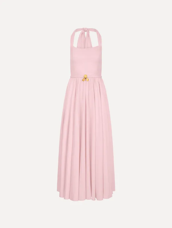 Sleeveless Stretch Cotton Poplin Sateen Day Dress made by Oscar de la Renta