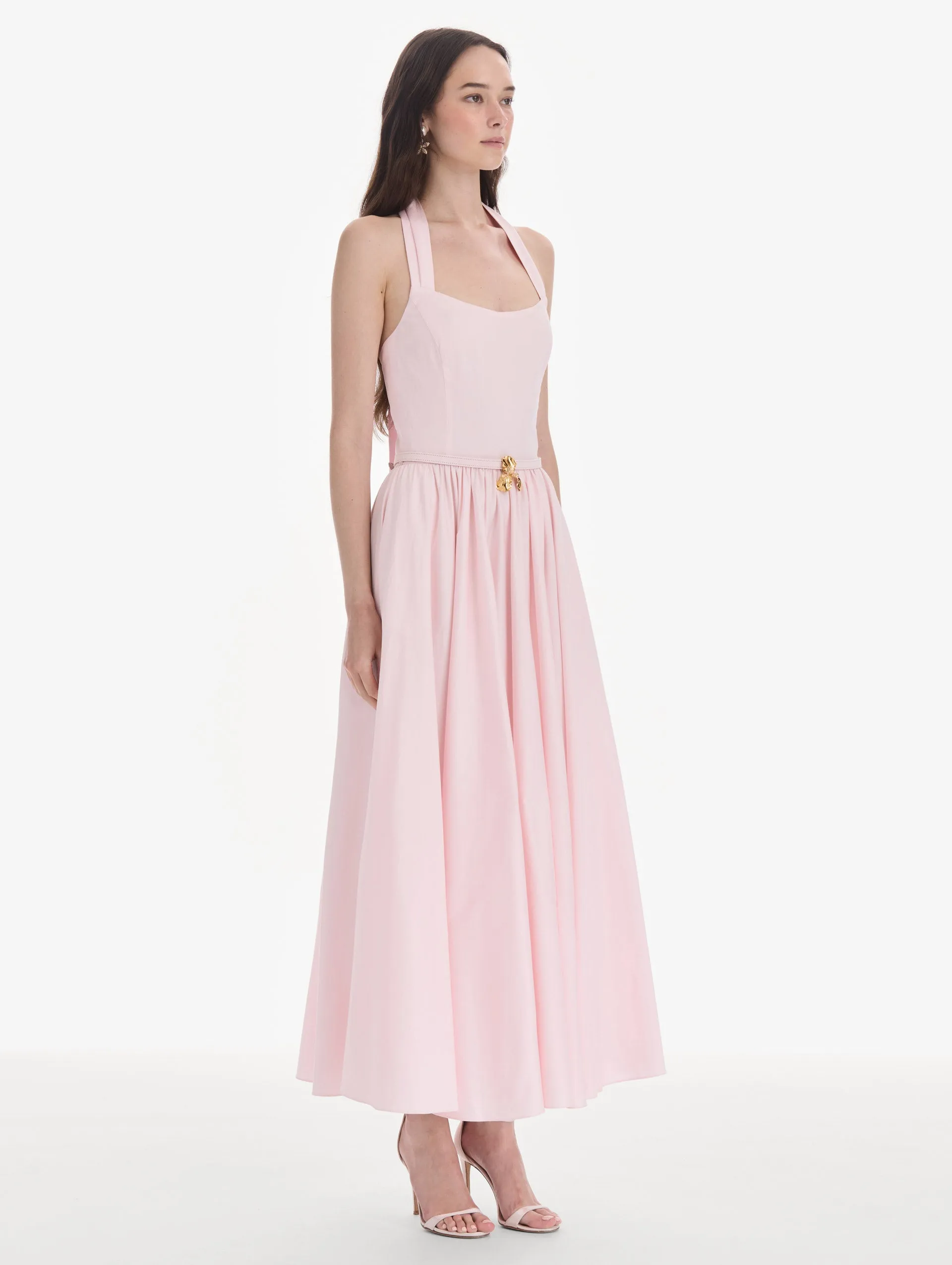 Sleeveless Stretch Cotton Poplin Sateen Day Dress sold by Oscar de la Renta product image thumbnail 3