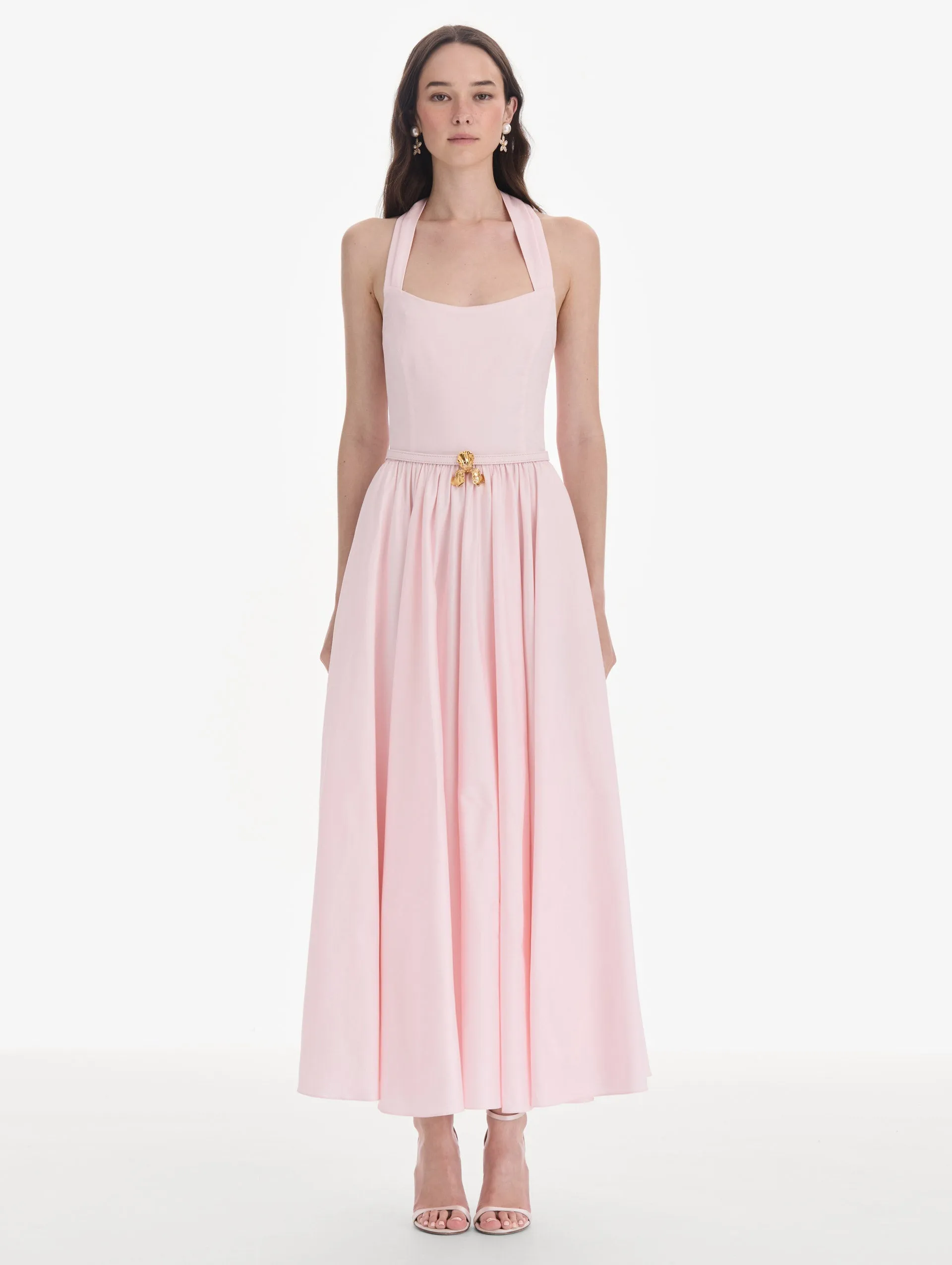 Sleeveless Stretch Cotton Poplin Sateen Day Dress sold by Oscar de la Renta product image thumbnail 2
