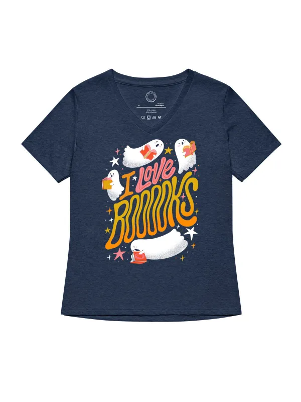 I Love Booooks Women's V-Neck T-Shirt (Print Shop) sold by Out of Print