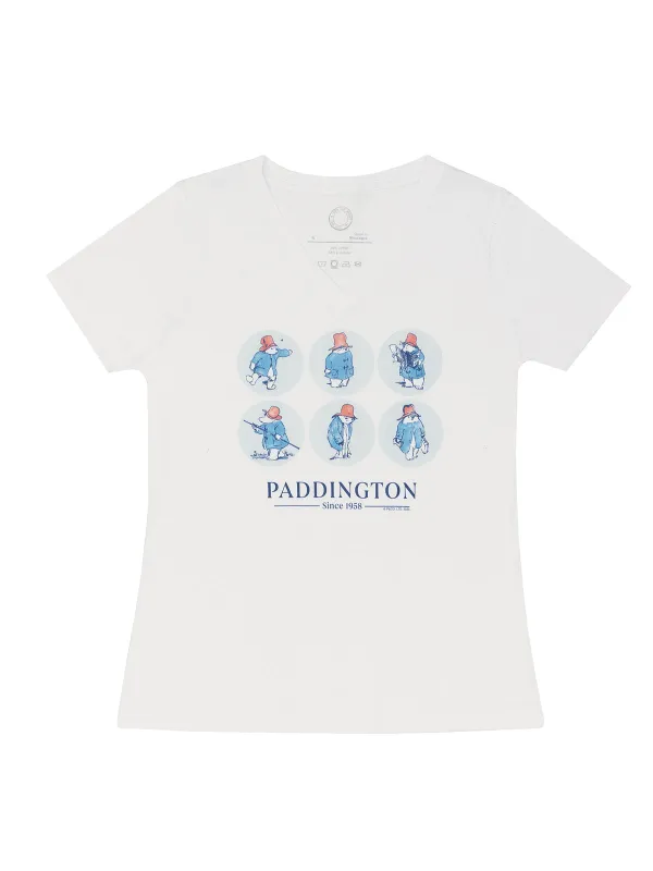 Paddington Bear Classic Adventures women's v-neck t-shirt (Print Shop) made by Out of Print