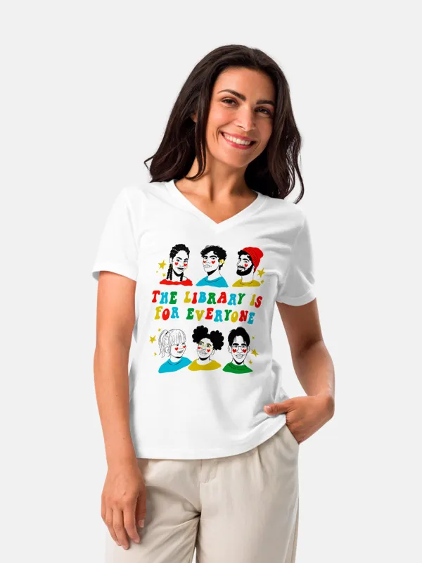 Mychal Threets: The Library is for Everyone Women's V-Neck T-Shirt (Print Shop) sold by Out of Print