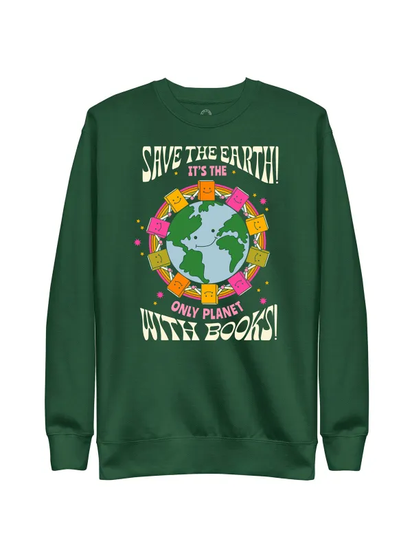 Only Planet with Books Unisex Sweatshirt (Print Shop) made by Out of Print