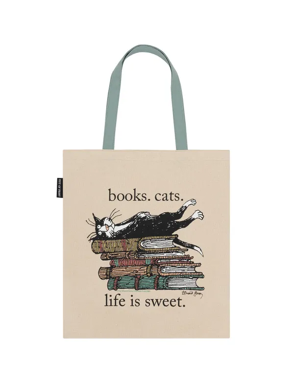 Books. Cats. Life is Sweet. tote bag sold by Out of Print