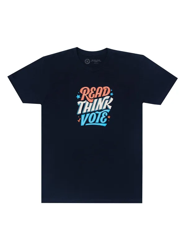 Read Think Vote Unisex T-Shirt made by Out of Print