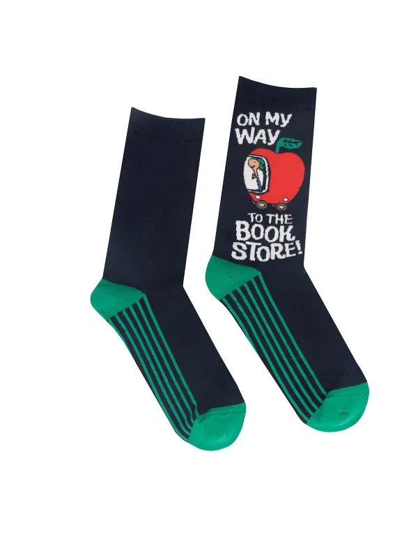Richard Scarry: On My Way to the Bookstore socks made by Out of Print